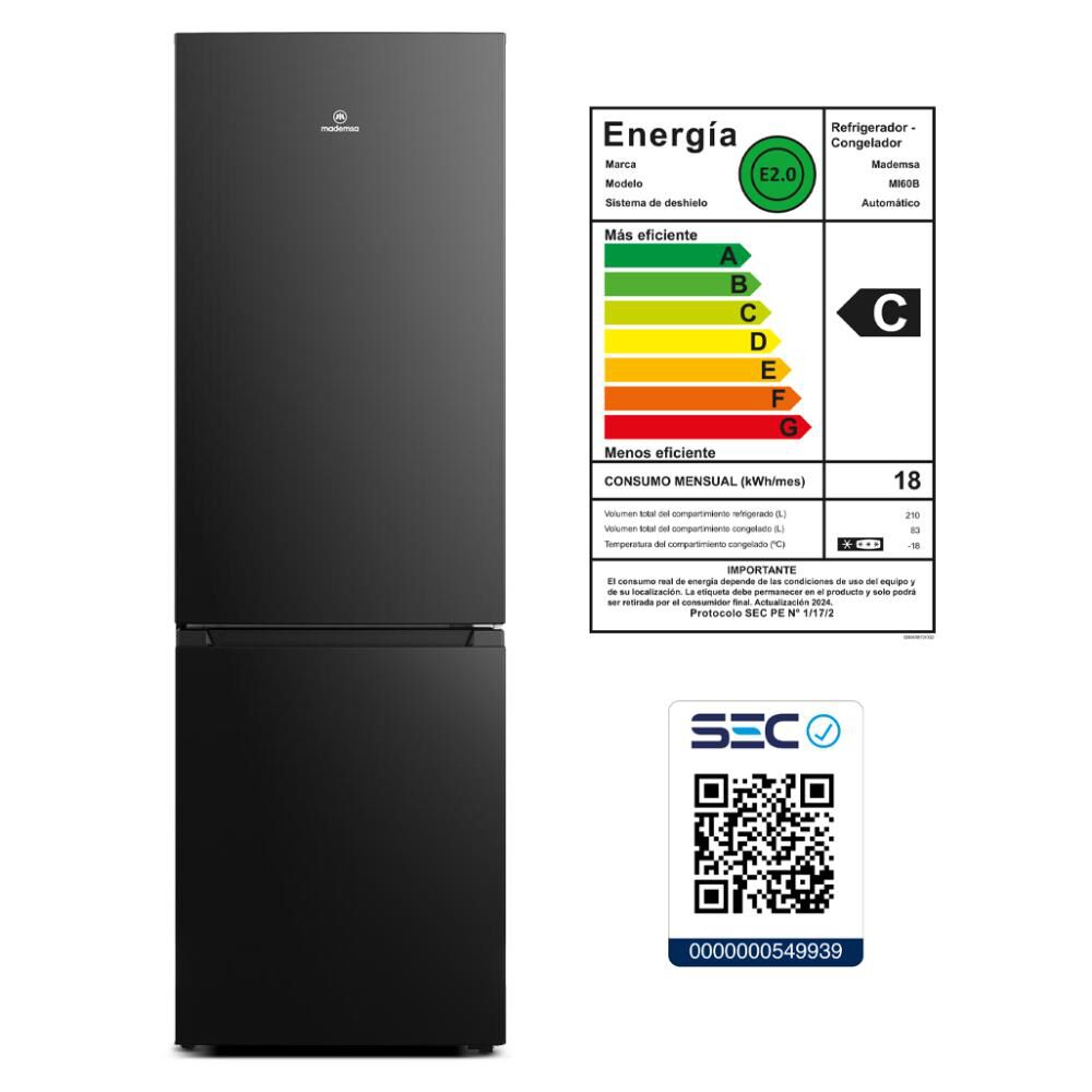Refrigerador Bottom Freezer Mademsa Mi60b / No Frost / 293 Litros / C image number 9.0